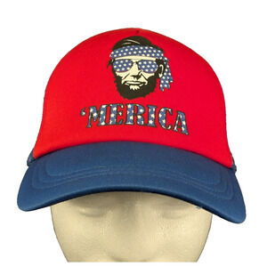 'Merica Hat Snap Back Mesh Back Hat Red Blue Cool Abe Lincoln USA AMERICA